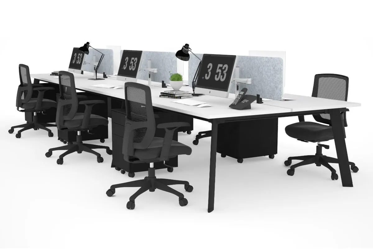 Switch - 6 Person Workstation Black Frame [1400L x 700W]