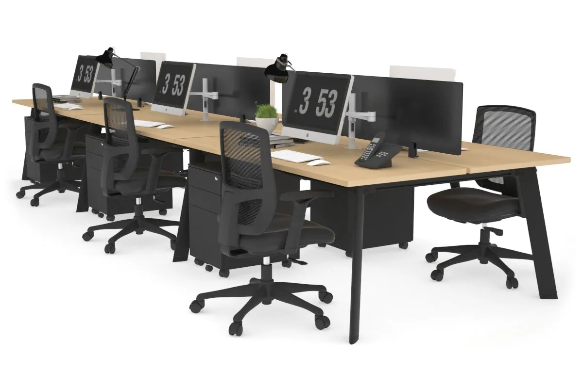 Switch - 6 Person Workstation Black Frame [1400L x 700W]