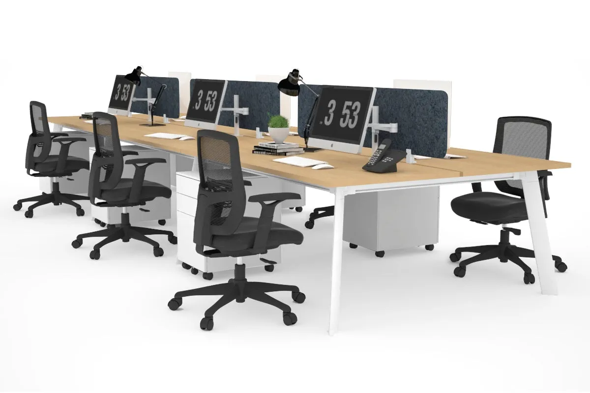 Switch - 6 Person Workstation White Frame [1400L x 700W]