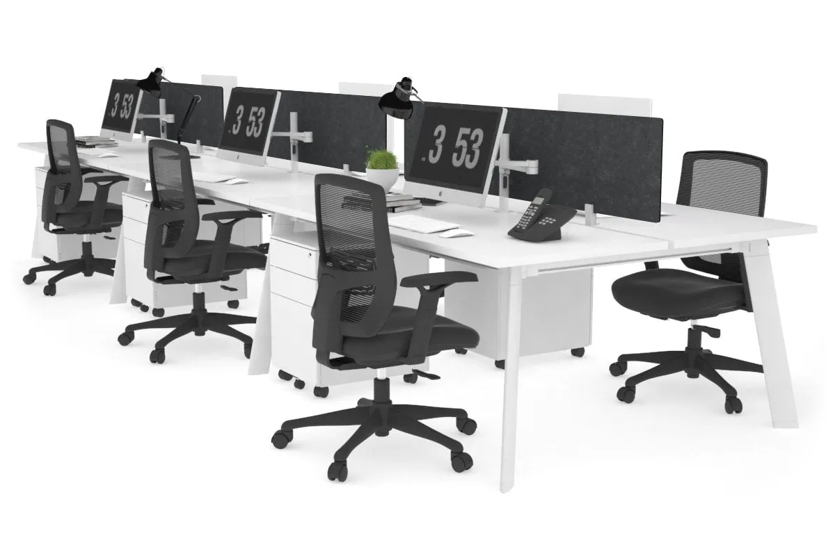 Switch - 6 Person Workstation White Frame [1400L x 700W]