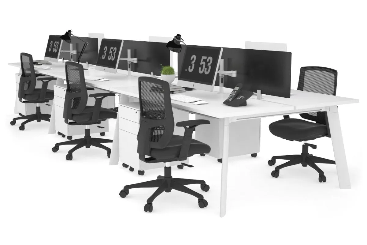 Switch - 6 Person Workstation White Frame [1400L x 700W]