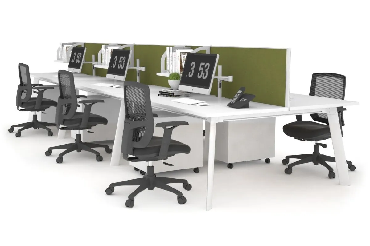 Switch - 6 Person Workstation White Frame [1400L x 800W with Cable Scallop]