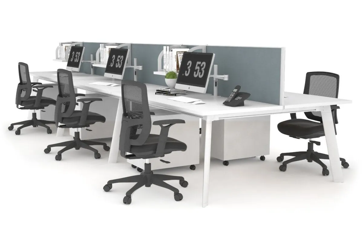 Switch - 6 Person Workstation White Frame [1400L x 800W with Cable Scallop]