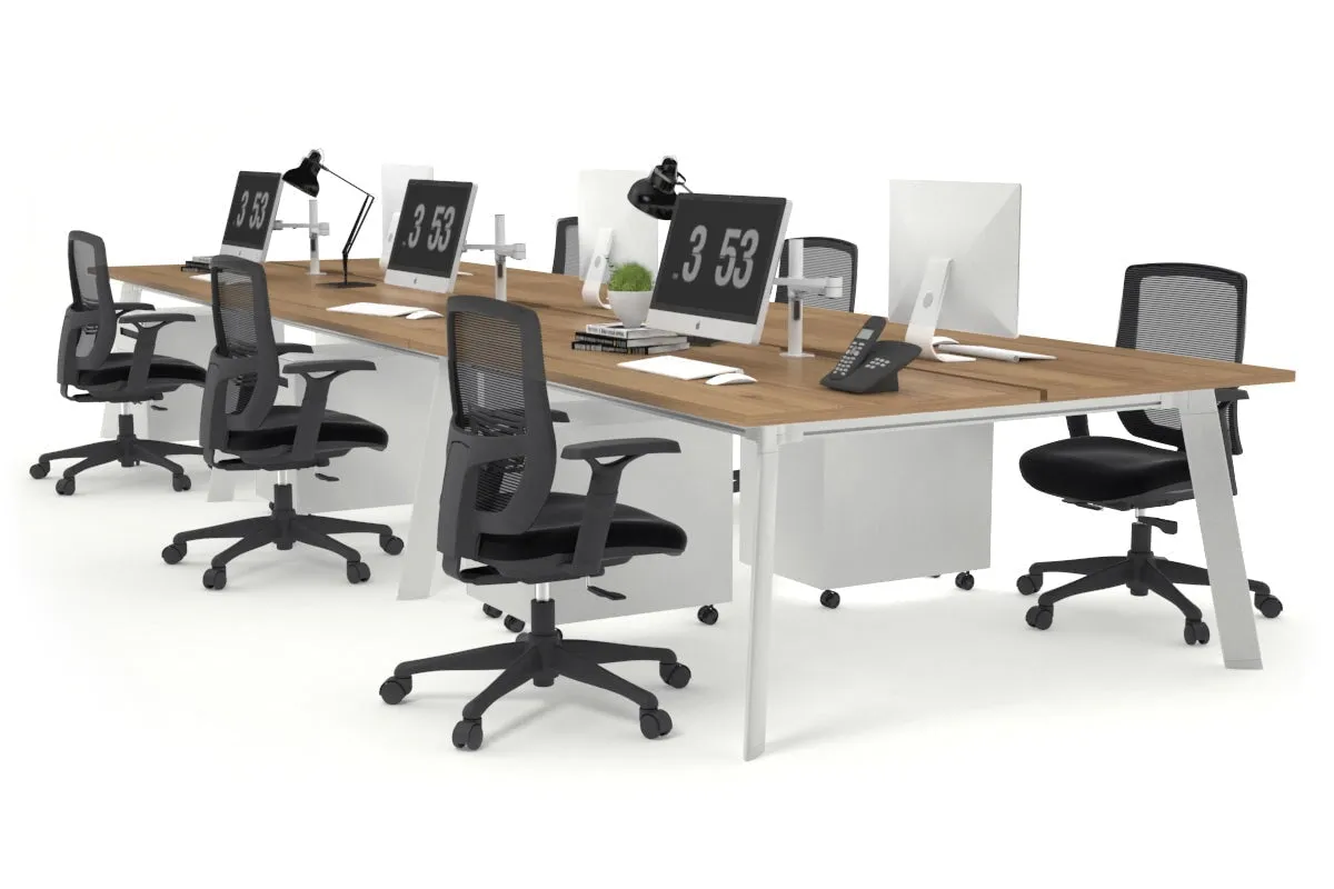 Switch - 6 Person Workstation White Frame [1400L x 800W with Cable Scallop]