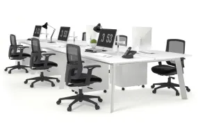 Switch - 6 Person Workstation White Frame [1400L x 800W with Cable Scallop]