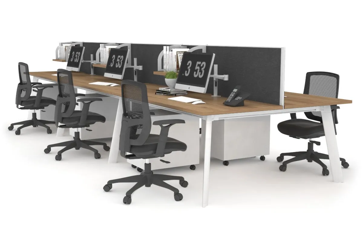 Switch - 6 Person Workstation White Frame [1400L x 800W with Cable Scallop]