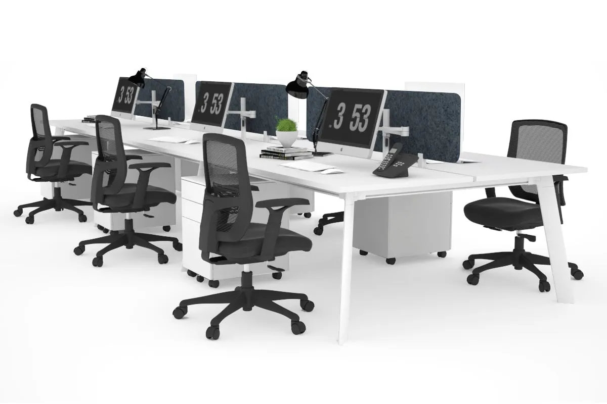 Switch - 6 Person Workstation White Frame [1400L x 800W with Cable Scallop]