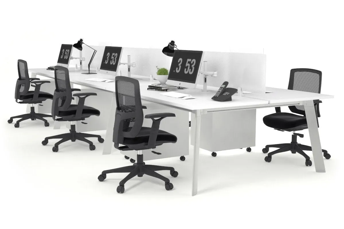 Switch - 6 Person Workstation White Frame [1400L x 800W with Cable Scallop]