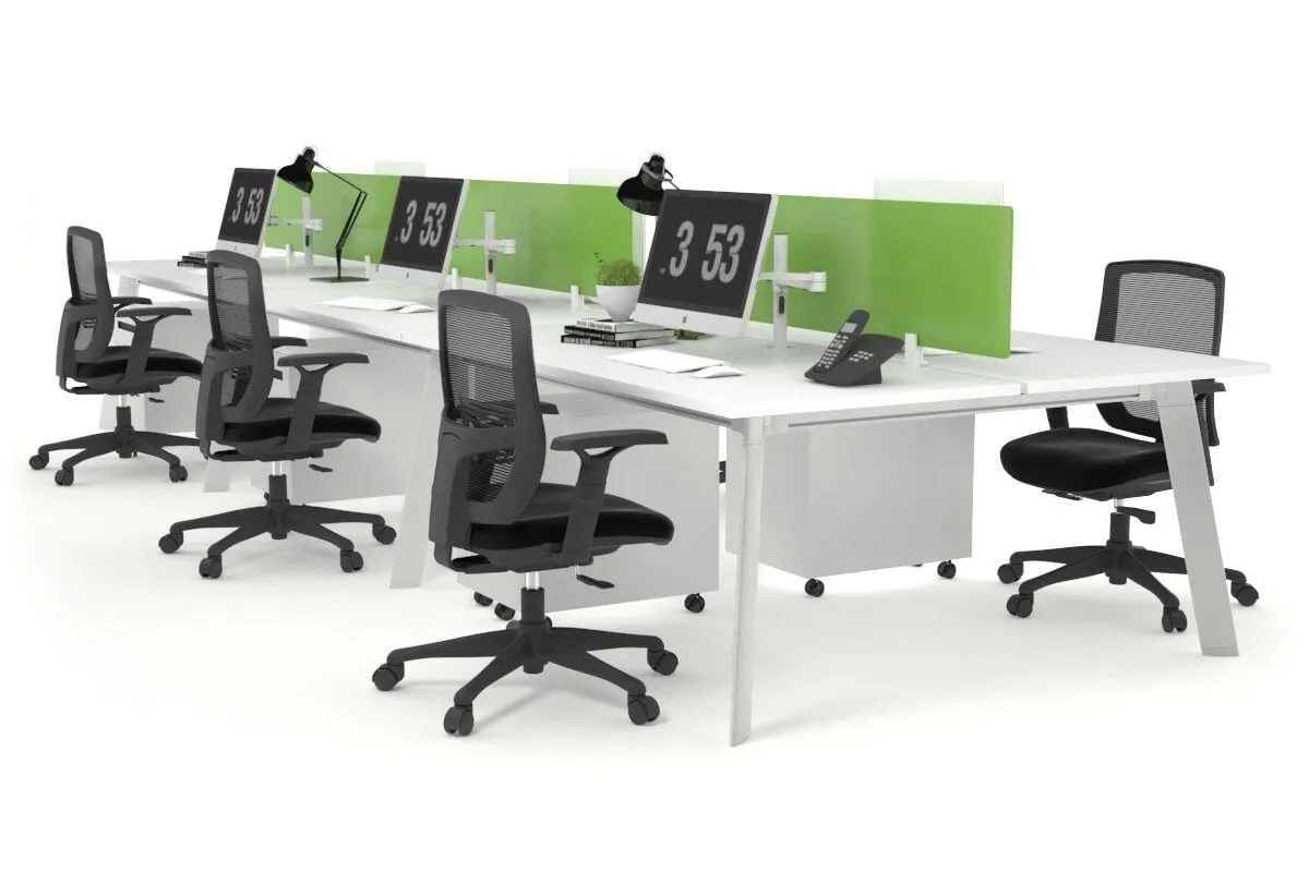 Switch - 6 Person Workstation White Frame [1400L x 800W with Cable Scallop]