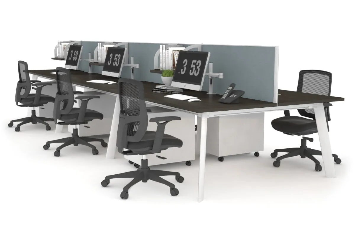 Switch - 6 Person Workstation White Frame [1400L x 800W with Cable Scallop]