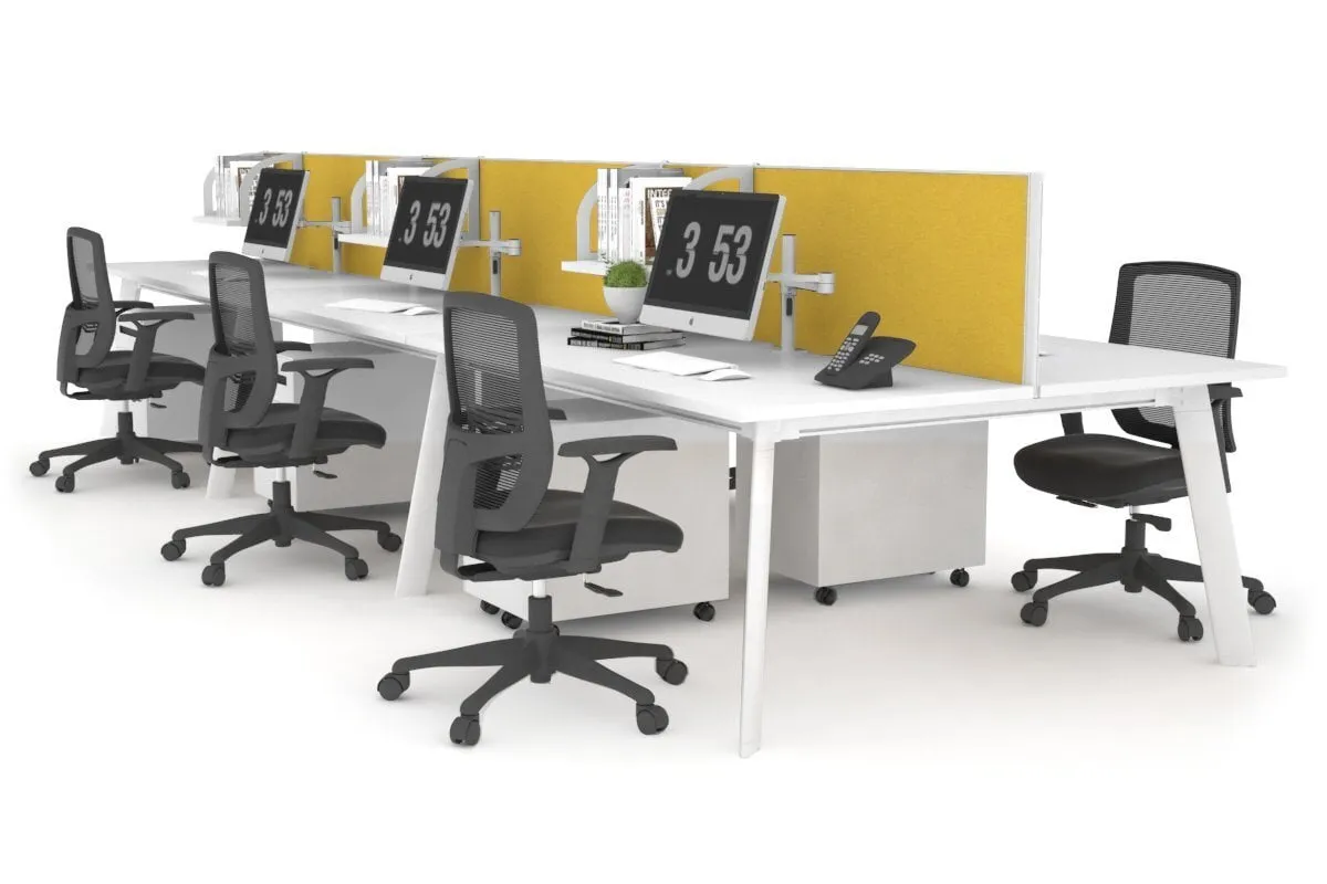 Switch - 6 Person Workstation White Frame [1400L x 800W with Cable Scallop]