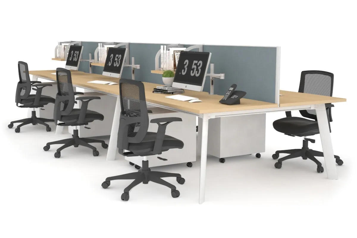 Switch - 6 Person Workstation White Frame [1400L x 800W with Cable Scallop]