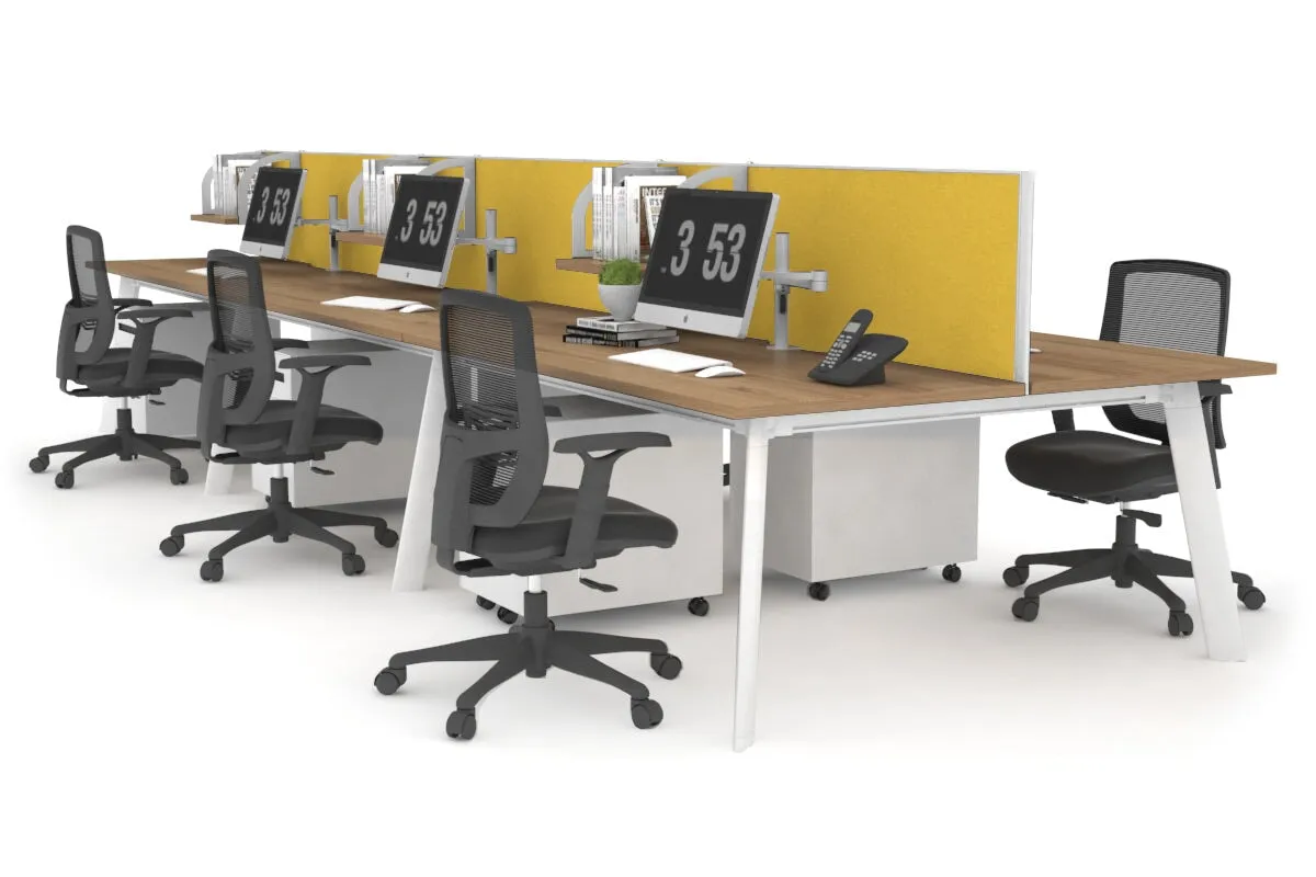 Switch - 6 Person Workstation White Frame [1400L x 800W with Cable Scallop]