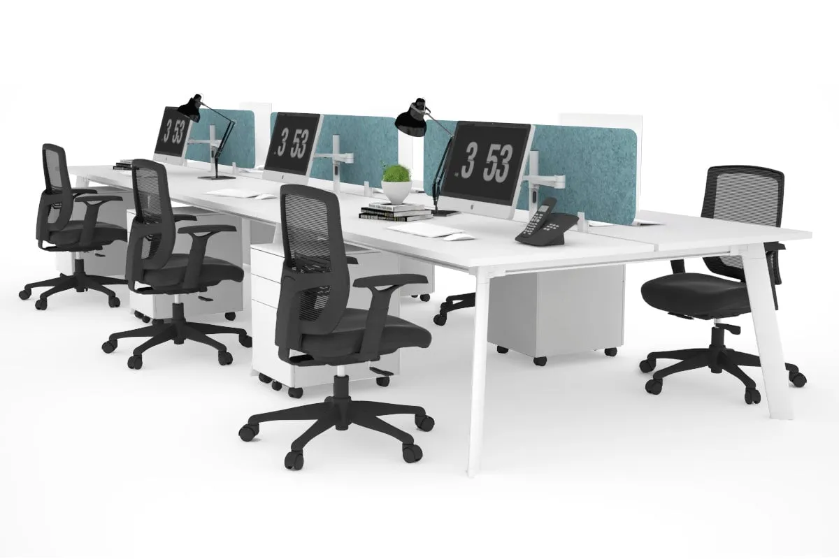 Switch - 6 Person Workstation White Frame [1400L x 800W with Cable Scallop]