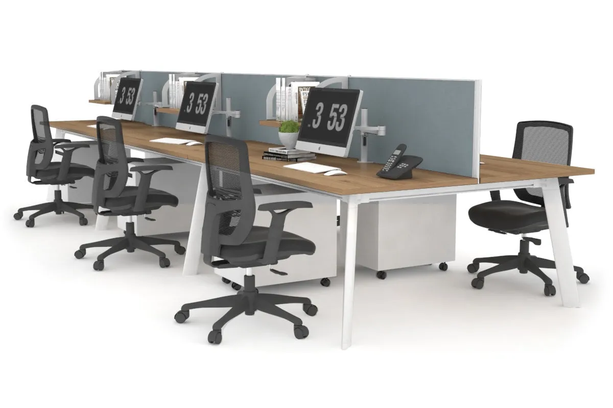 Switch - 6 Person Workstation White Frame [1400L x 800W with Cable Scallop]