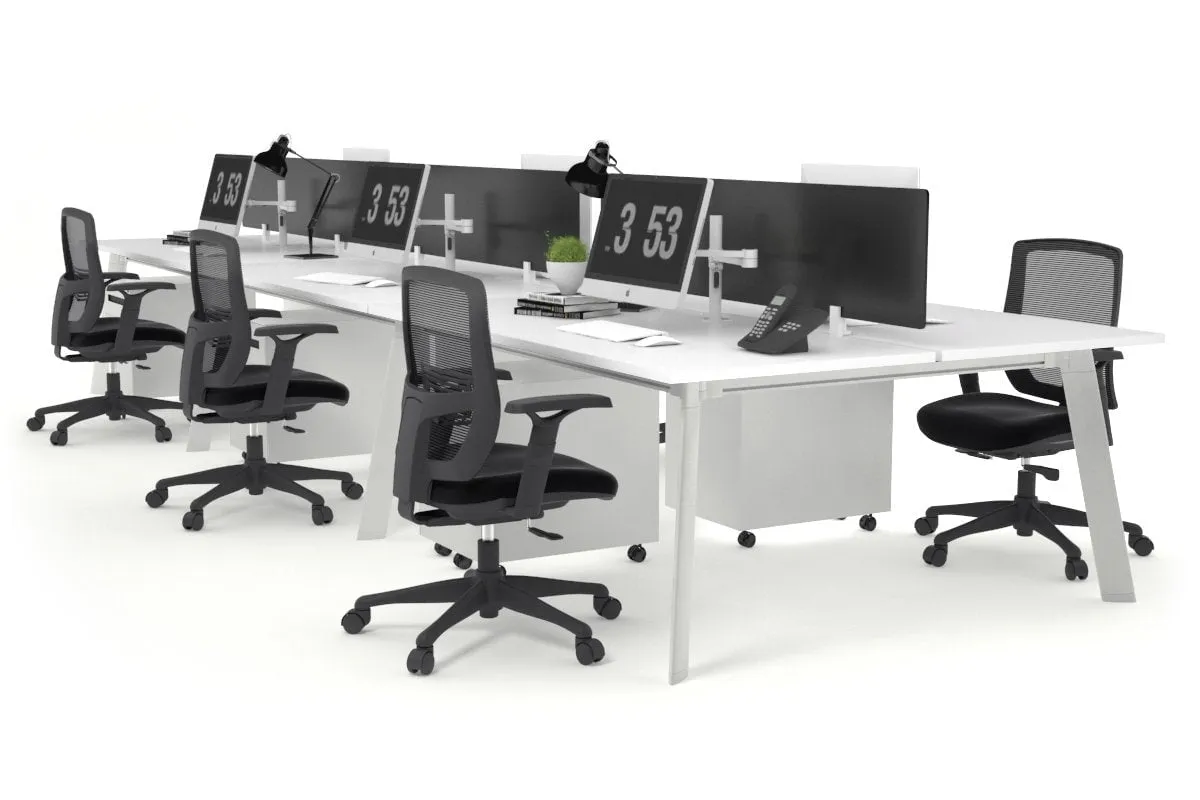 Switch - 6 Person Workstation White Frame [1400L x 800W with Cable Scallop]