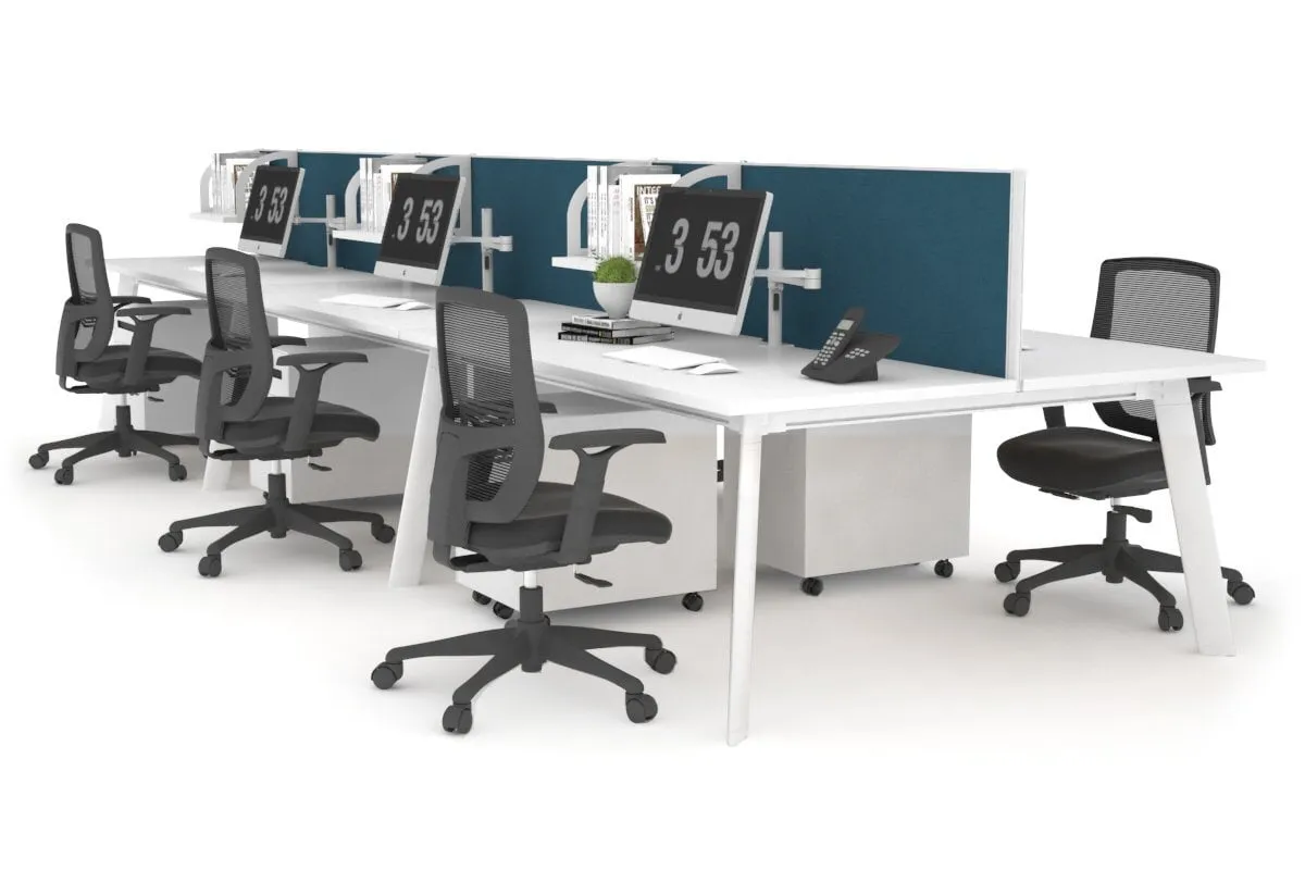 Switch - 6 Person Workstation White Frame [1400L x 800W with Cable Scallop]