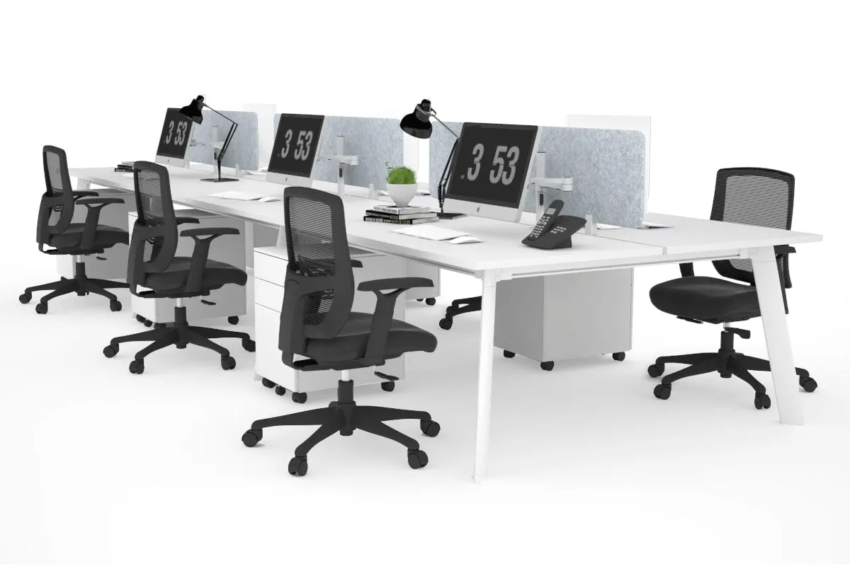 Switch - 6 Person Workstation White Frame [1400L x 800W with Cable Scallop]