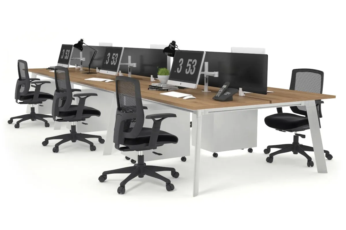 Switch - 6 Person Workstation White Frame [1400L x 800W with Cable Scallop]