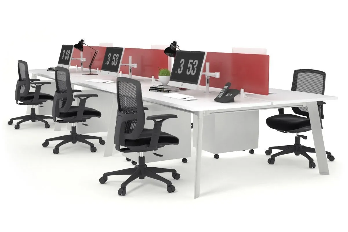 Switch - 6 Person Workstation White Frame [1800L x 800W with Cable Scallop]