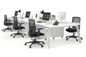 Switch - 6 Person Workstation White Frame [1800L x 800W with Cable Scallop]