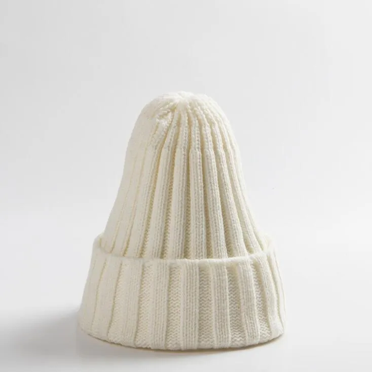 Winter Knitted Hat For Women Acrylic Beanie Unisex Elastic Warm Hip Hop Cap Soft Baggy Bonnet