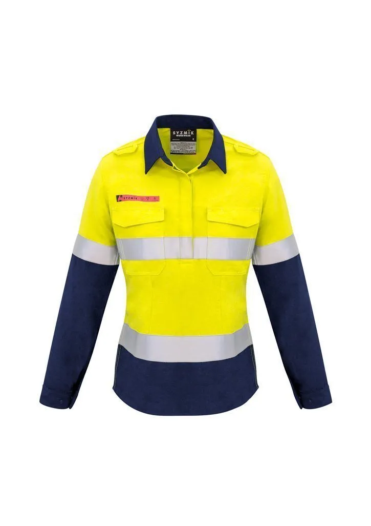 ZW131 Syzmik Womens FR Closed Front Shirt Hi Vis