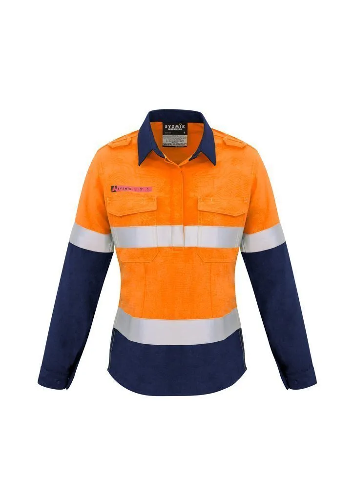 ZW131 Syzmik Womens FR Closed Front Shirt Hi Vis